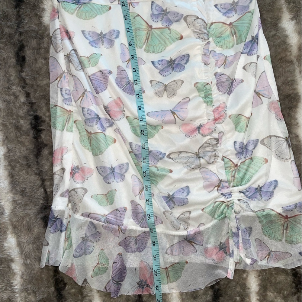 PRETTYLITTLETHING Bodycon Butterfly Print Spaghetti Strap Mini Dress Sz 14 - Picture 5 of 7